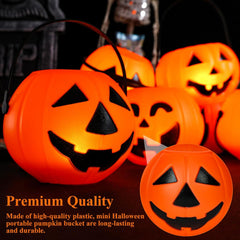 Glam 8PCS Halloween Pumpkin Buckets, Mini Portable Pumpkin Buckets Trick or Treat Buckets for Party Birthday Halloween Family Gatherings