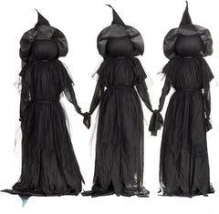 Glam Halloween Witches with Hats Stakes | 4 Feet Tall | Weatherproof Battery Operated | Spooky Garden Statue Outdoor Decoration Grass Lawn or Patio