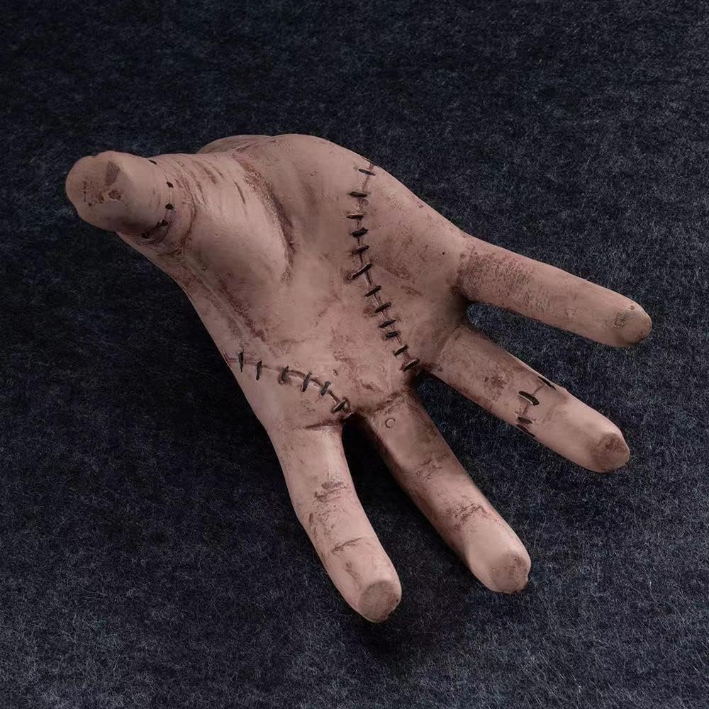 Glam Wednesday Addams Family Thing Hand, Cosplay Hand by Addams Family, Fake Hand Toys Scary Props Halloween Decorations Prop Movie, (HWDA-BACX)