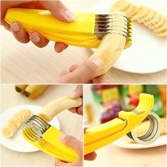 Glam Banana Slicer + Stainless Steel Fruit and Vegetable Salad Peeler Cutter Kitchen Tools for Banana, Strawberry, Grape