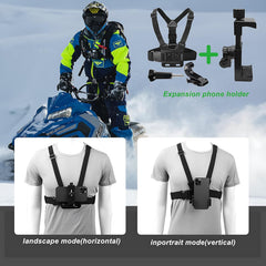 Mobile Phone Chest Strap Mount Strap Holder Kit for POV/VLOG, Cell Phone Clip Accessories Compatible with Iphone, Samsung, Gopro Hero 12, Insta360, DJI Osmo and Action Cameras