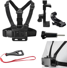 Mobile Phone Chest Strap Mount Strap Holder Kit for POV/VLOG, Cell Phone Clip Accessories Compatible with Iphone, Samsung, Gopro Hero 12, Insta360, DJI Osmo and Action Cameras