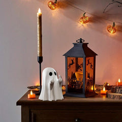 Glam Ghost Statue, Funny Ghost Figurine with Middle Finger, Spooky Middle Finger Ghost Ornament Halloween Decor Indoor, Halloween Decor for Home Garden Office Prank Gifts