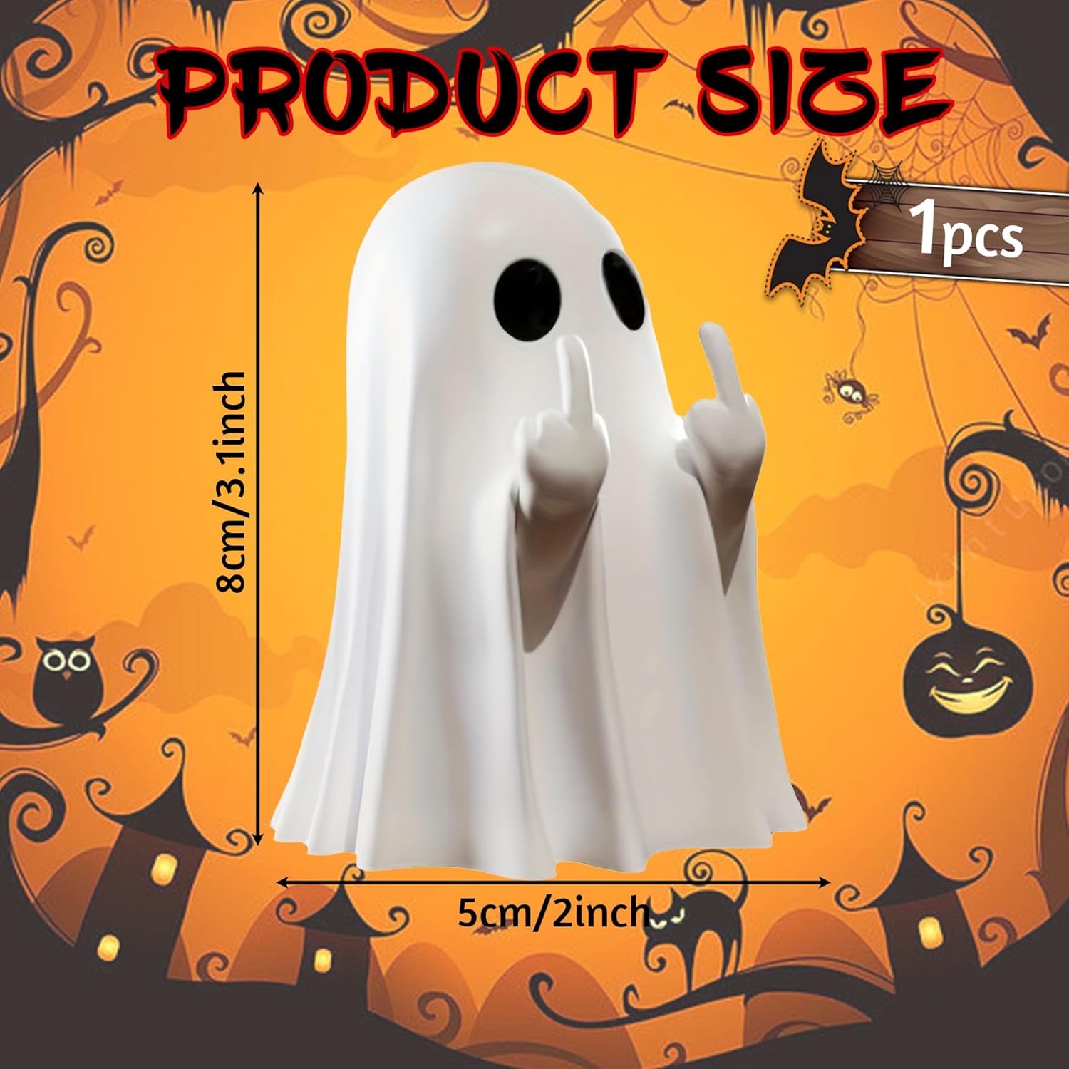 Glam Halloween Ghost Figurine-Spooky & Cute Ghost Statue for Home, Desk, Party Decor | Funnyghost Halloween Decor Indoor