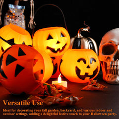 Glam 8PCS Halloween Pumpkin Buckets, Mini Portable Pumpkin Buckets Trick or Treat Buckets for Party Birthday Halloween Family Gatherings