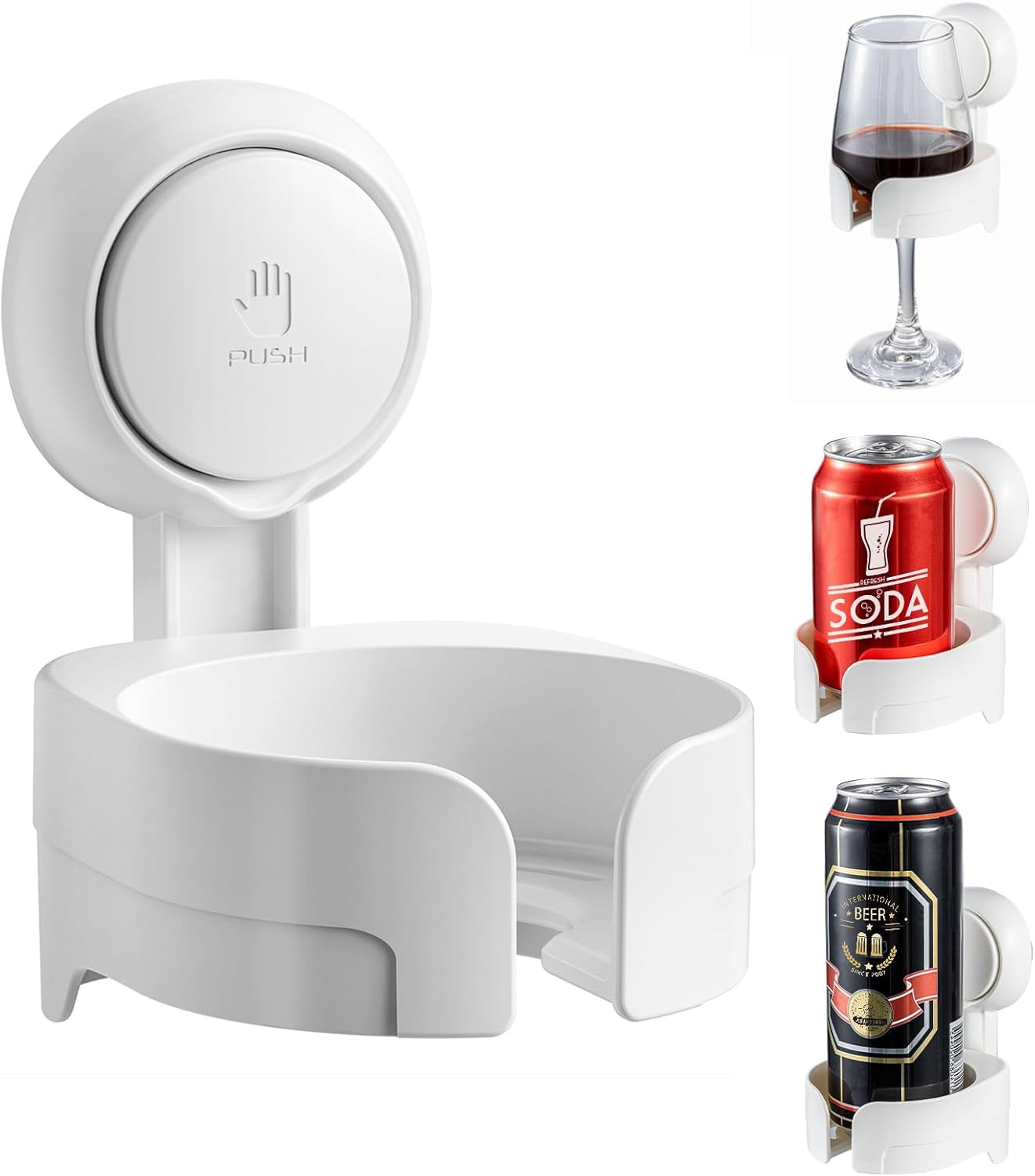 Glam Waterproof Wine Holder for Shower, Suction Cup Shower Drink Holder for Beer, Wine