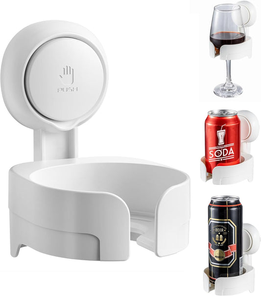 Glam Waterproof Wine Holder for Shower, Suction Cup Shower Drink Holder for Beer, Wine