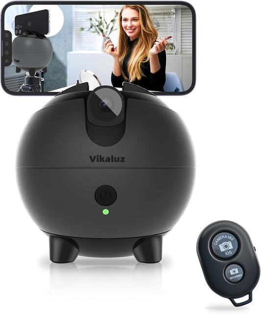 Glam Auto Tracking Phone Holder, Auto Face Tracking Tripod, 360° Rotation Face Body Phone Tracking Tripod, Ai-Powered Face Tracking,No APP Live Vlog Tiktok Video-Grey Compatible with Iphone 17 Pro Max