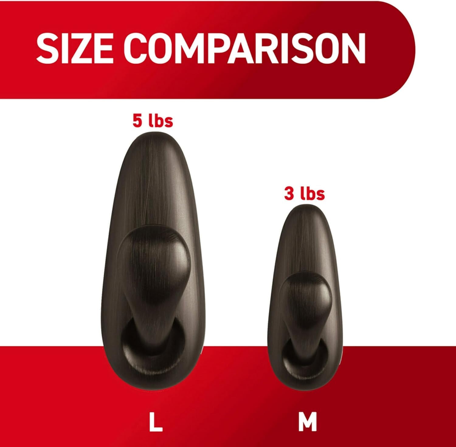 5 Lb Large Brushed Nickel Metal Hooks, 2 Hooks and 4 Strips, Damage Free Coat Hooks with Adhesive Strips, Forever Classic Hooks for Hanging Home Decor and Room Decor