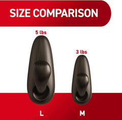 5 Lb Large Brushed Nickel Metal Hooks, 2 Hooks and 4 Strips, Damage Free Coat Hooks with Adhesive Strips, Forever Classic Hooks for Hanging Home Decor and Room Decor