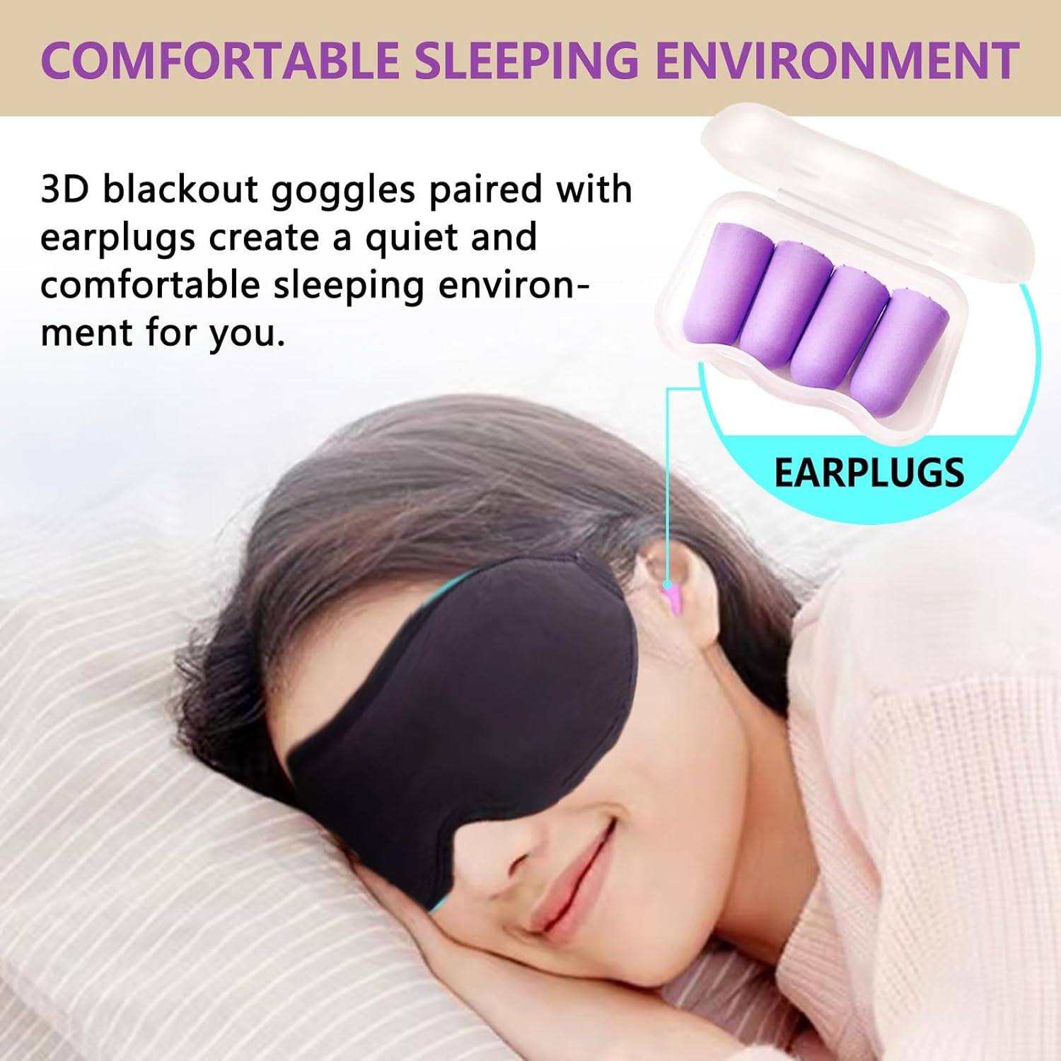 Sleep Mask for Side Sleeper, Upgraded 3D Contoured Cup Eye Mask Blindfold for Man Women, Block Out Light, Eye Mask with Adjustable Strap, Breathable & Soft for Sleeping, Yoga, Traveling (Black)