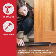 43336 Vinyl Cinch® U-Shape Slide-On under Door Seal, Easy-To-Install, Energy-Saving, Weatherproof Seal for Doors, Effective Draft Blocker, Ideal for Home (36 Inch, White)