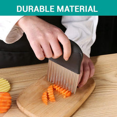 Large Crinkle Cutter - French Fry Slicer - Potato Knife Cutter Fruit Vegetable Wavy Chopper - Knife Stainless Steel Blade Cutting Tool (1 Pack)