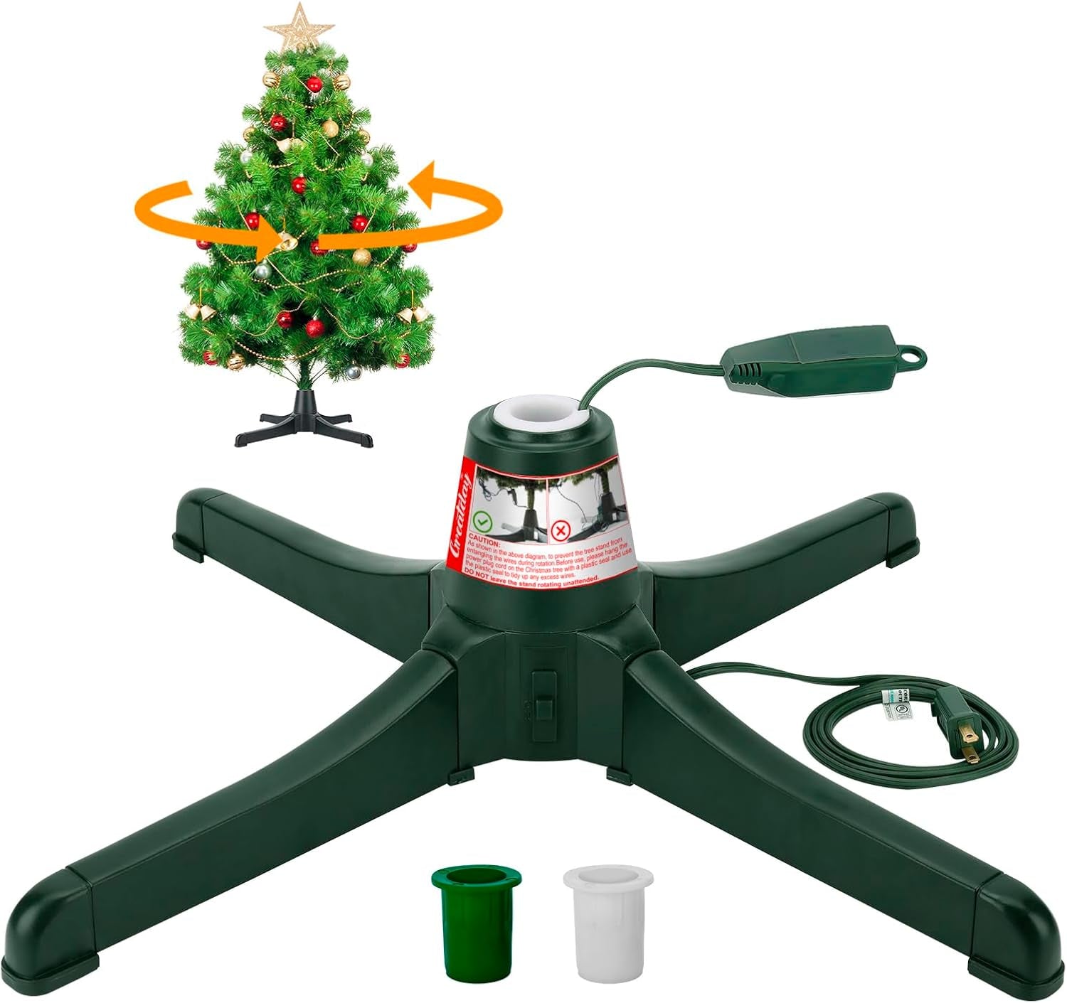 Rotating Christmas Tree Stand with Foot Switch,360-Degree Rotating Christmas Tree Stand,Up to 7.5Ft and 80 Pounds Artificial Tree,With 3 Settings Trunk Diameter