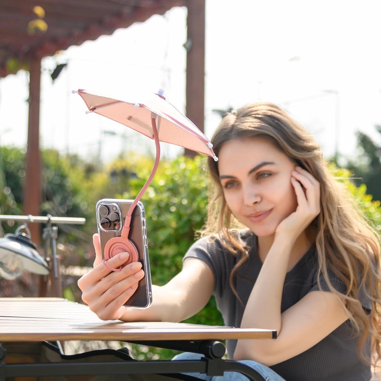 Phone Umbrella for Sun, Magnetic Cellphone Sunshade Shield Umbrella, Universal Phone Umbrella Sun Blocker Cover Visor for Beach Pool Outdoor Tiktok Youtube Video Photo Watching Shooting Anti-Glare