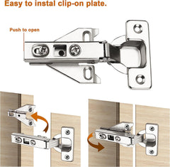 1 Pair(2 Pack) Kitchen Cabinet Hinges for Face Frame Cabinet, Concealed Cabinet Hinges Brushed Satin Nickel with Mounting Screws