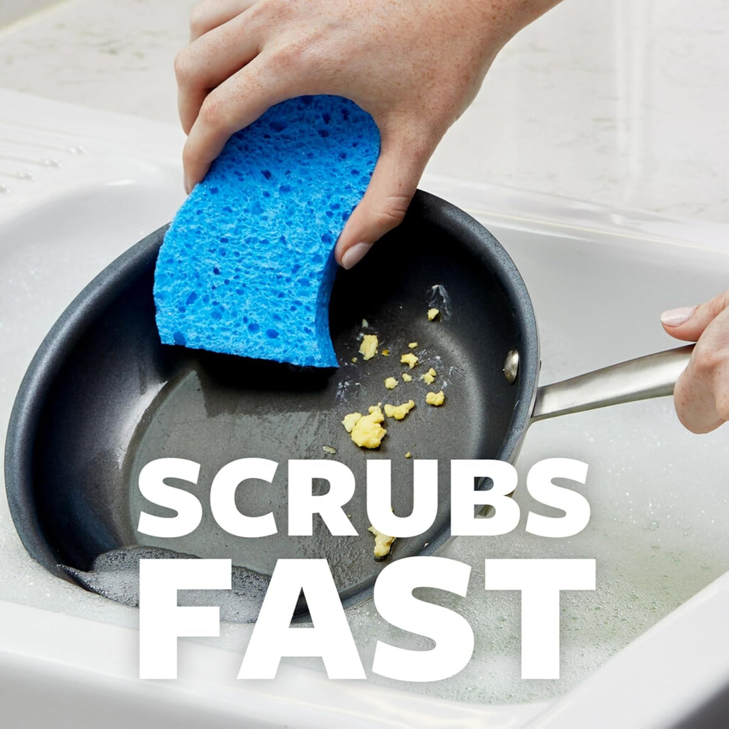 Scrub Dots Non-Scratch Scrub Sponge, Rinses Clean, for Washing Dishes and Cleaning Kitchen, 3 Scrub Sponges