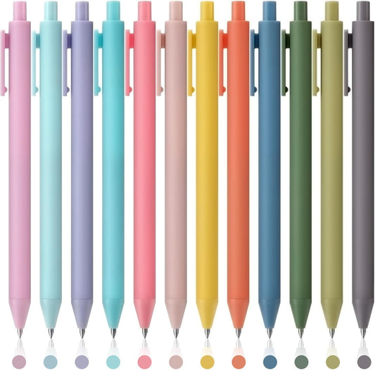 Colored Gel Pens, 12 Colors 0.5Mm Fine Point Smooth Writing Pens, Quick Dry Colorful Gel Ink Pens for Journaling and Note Taking, Cute Aesthetic Pens for Office School & Home Supplies