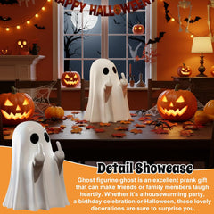 Glam Halloween Ghost Figurine-Spooky & Cute Ghost Statue for Home, Desk, Party Decor | Funnyghost Halloween Decor Indoor