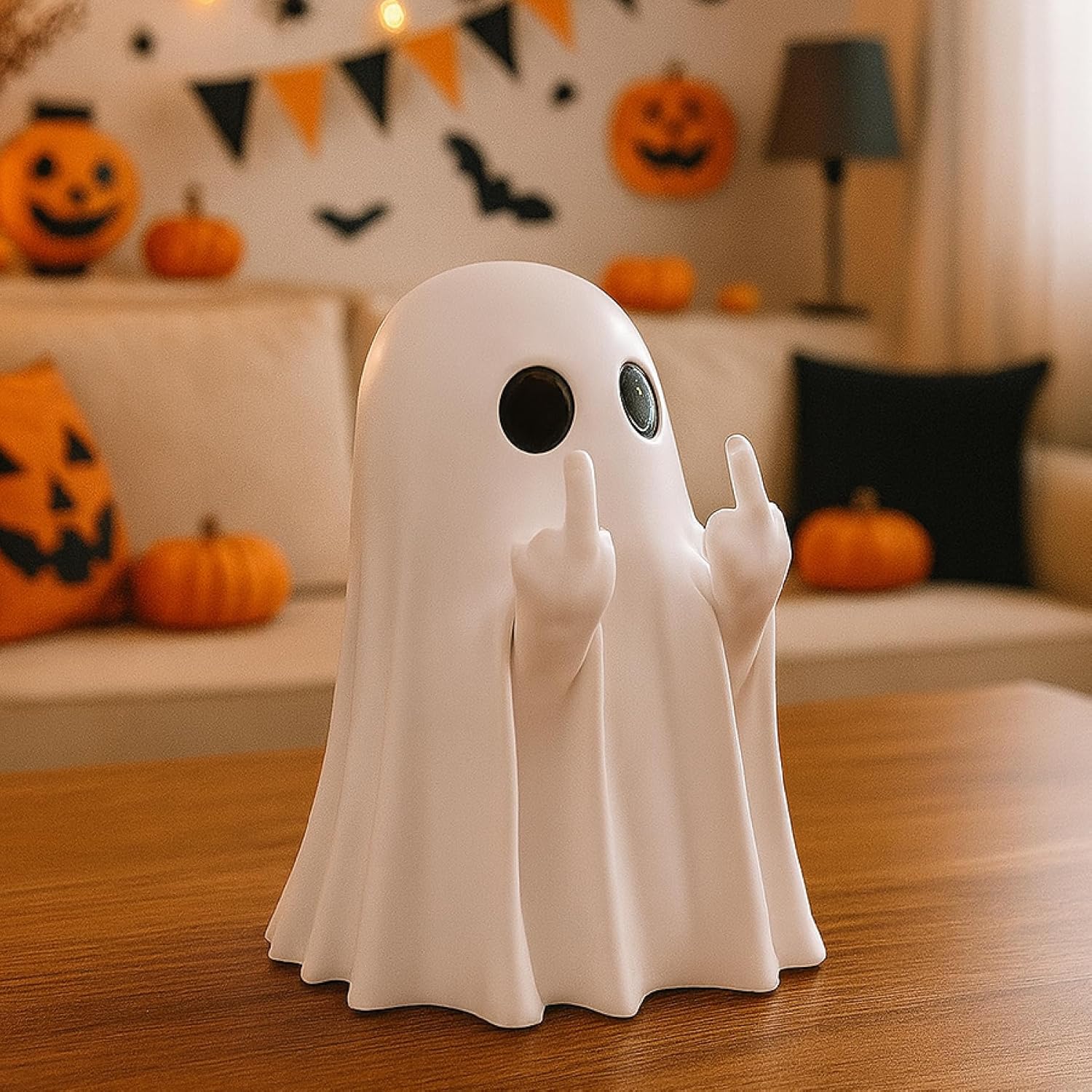 Glam Halloween Ghost Figurine-Spooky & Cute Ghost Statue for Home, Desk, Party Decor | Funnyghost Halloween Decor Indoor