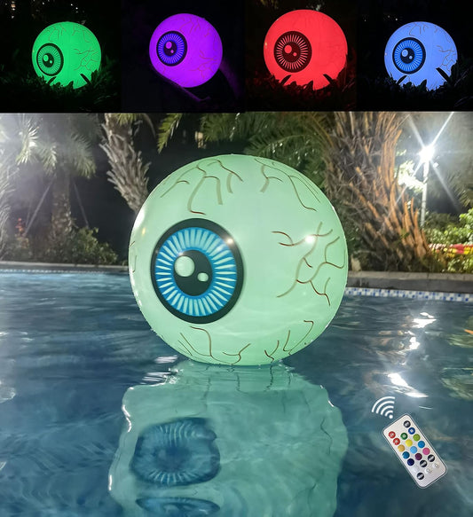 Glam Halloween Inflatable Eyesball Shape Remote Control Led 16 Inches Eyesball for Halloween Holiday Outdoor Yard Indoor Decorations with Waterproof Multicolor (Eyesball)