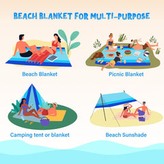 Beach Blanket Waterproof Sandproof 1-7 Adult Oversized 78 '' × 81 '' Lightweight Durable Compact Sand Free Beach Mat for Travel Camping Hiking Picnic Blanket