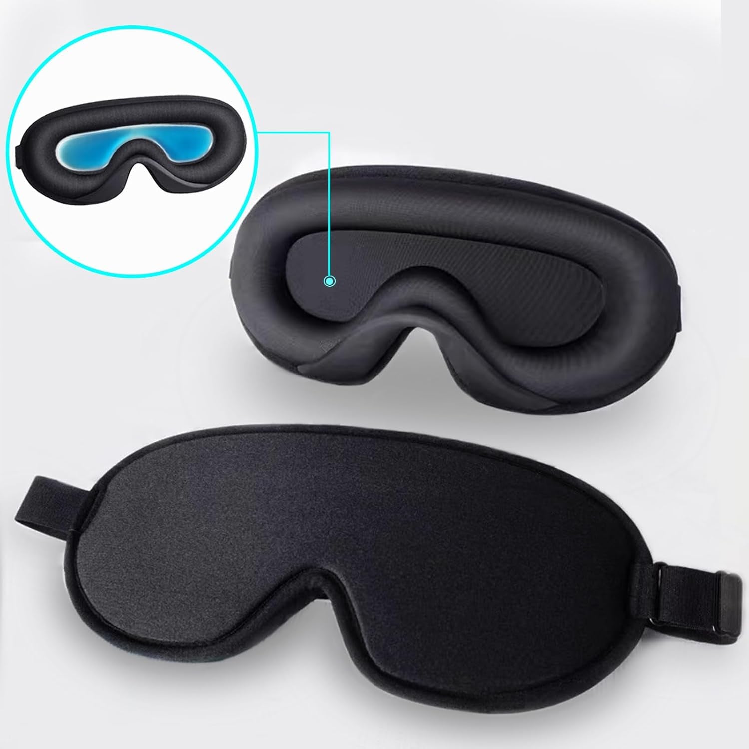 Sleep Mask for Side Sleeper, Upgraded 3D Contoured Cup Eye Mask Blindfold for Man Women, Block Out Light, Eye Mask with Adjustable Strap, Breathable & Soft for Sleeping, Yoga, Traveling (Black)