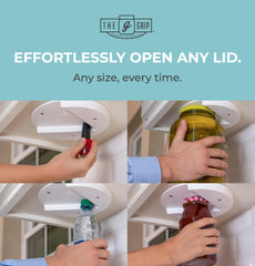 Glam Grip Jar Opener | Original under Cabinet Jar Lid & Bottle Opener, Effortless for Weak Hands & Seniors with Arthritis - Made in USA