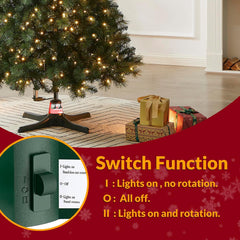 Rotating Christmas Tree Stand with Foot Switch,360-Degree Rotating Christmas Tree Stand,Up to 7.5Ft and 80 Pounds Artificial Tree,With 3 Settings Trunk Diameter