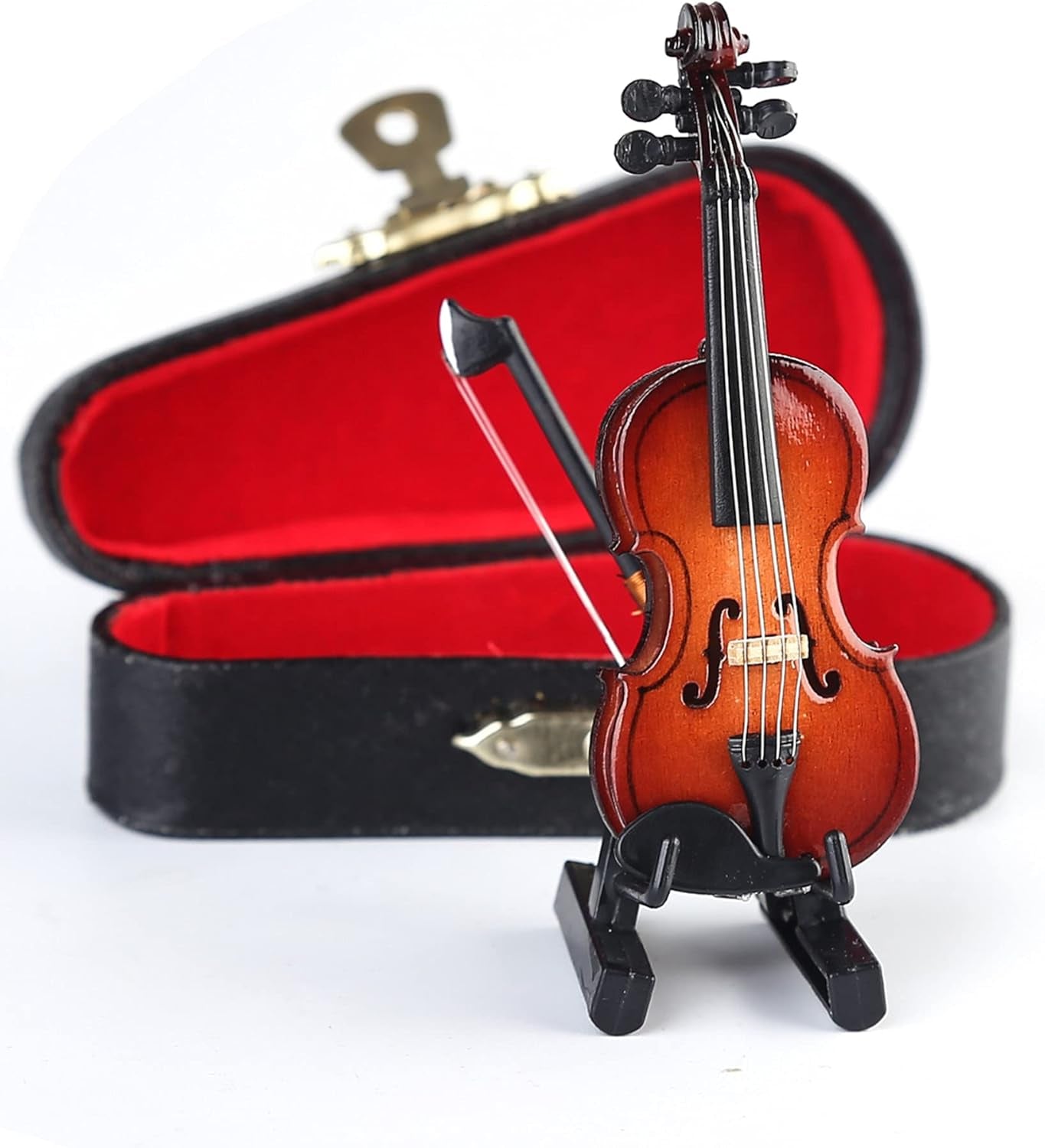 Glam Wooden Miniature Violin with Stand Display Ornament