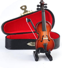 Glam Wooden Miniature Violin with Stand Display Ornament