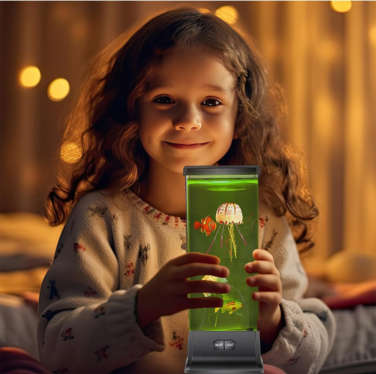 Glam Electric Jellyfish Tank Table Lamp with Color Changing Light Gift for Kids Men Women Home Deco for Room Mood Light for Relax