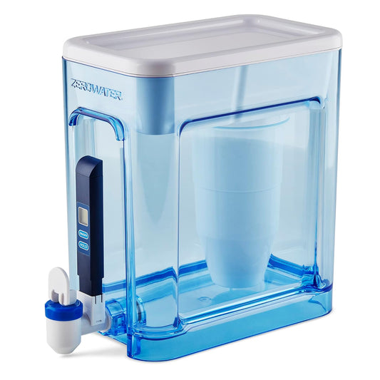 22-Cup Ready-Read 5-Stage Water Filter Pitcher Dispenser with 5-Stage 0 TDS Zero Water Filter – IAPMO Certified to Reduce Metals, Chlorine, Lead, Chromium, and Forever Chemicals PFOA/PFOS