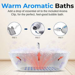 Electric Bubble Massage Mat - Waterproof Massaging Spa, Full Body Bubbling Bath Thermal Massager Machine - Maintains Heat Motorized Air Pump, Aroma Clip for Essential Oil - Blue