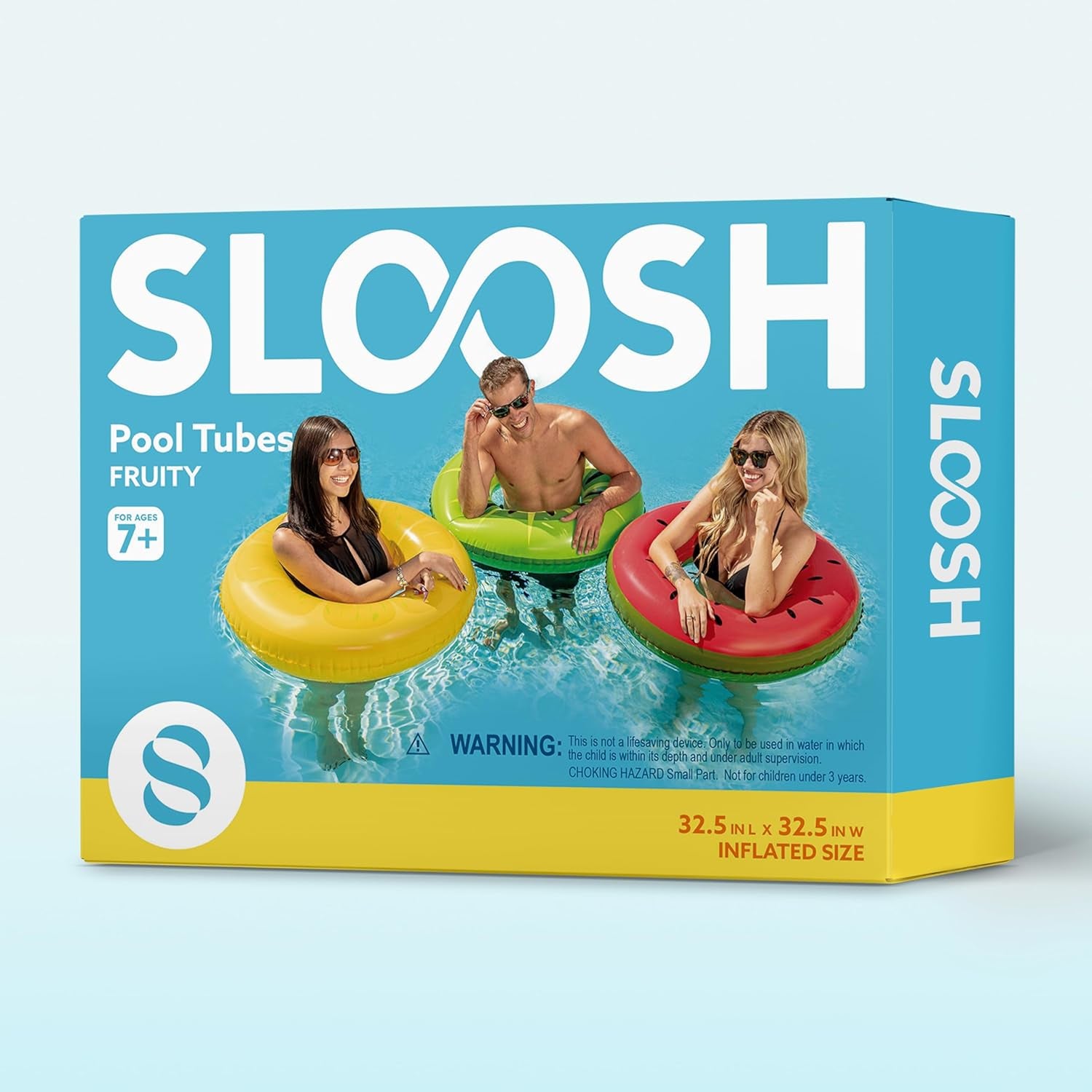 Glam 3 Pack Inflatable Swim Tube Raft with Summer Fruits Painting