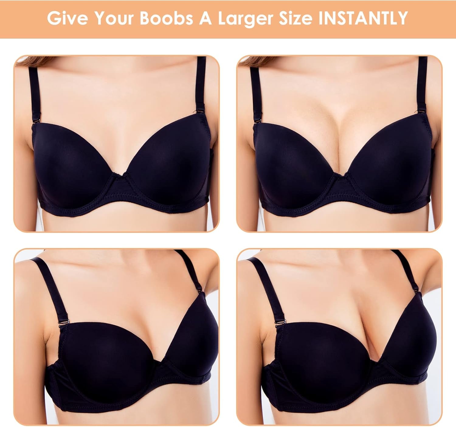 Glam 2 Pairs Bra Pads Inserts, Triangle Breathable Bra Inserts Skin Color Removable Breast Padding Bra Pads for Women Girls