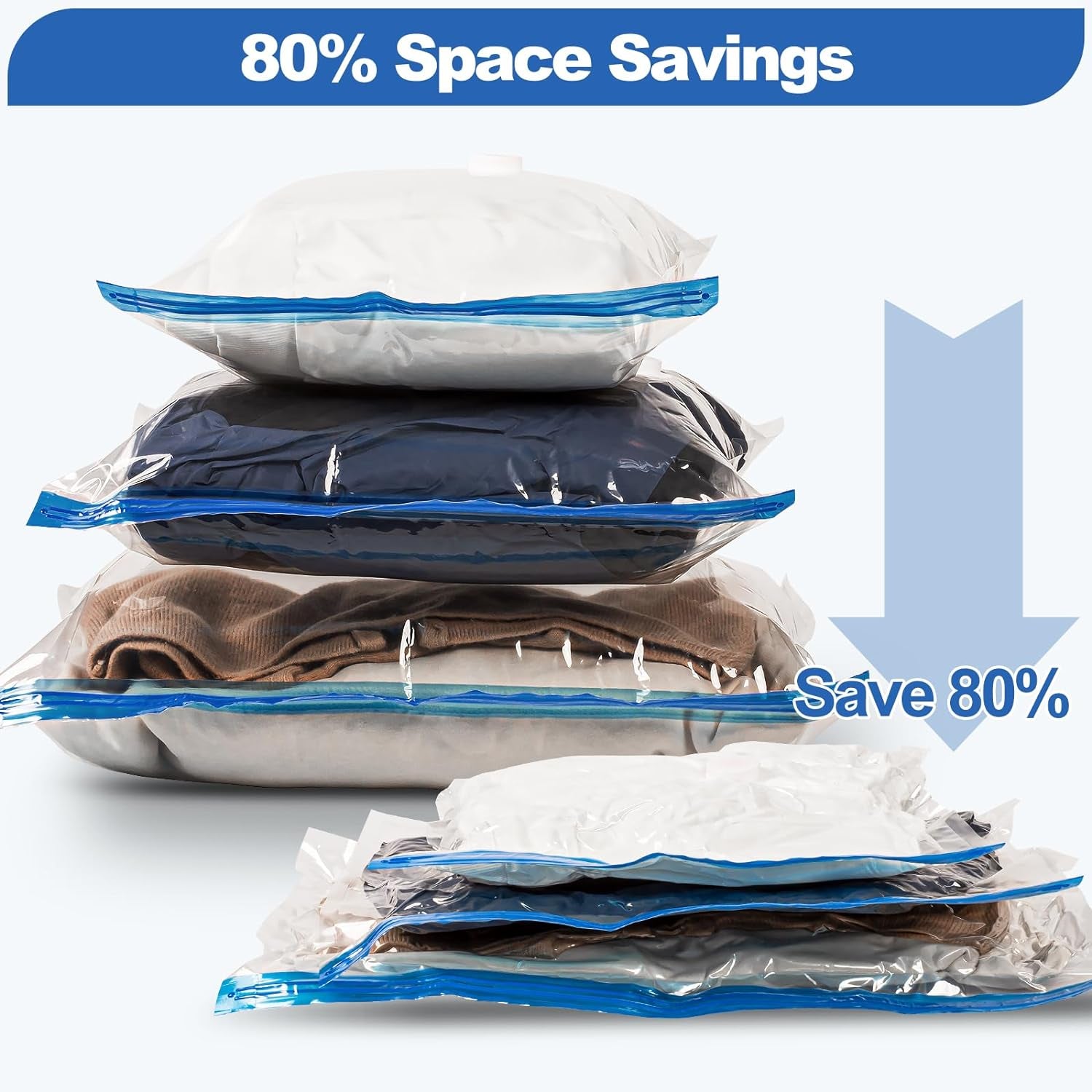 Travel Vacuum Storage Bags with Electric Pump (USB Pump + 8 Combo Bags)