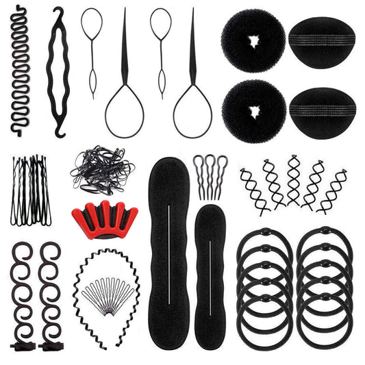 27Pcs Hair Styling Set, Hair Design Styling Tools, DIY Hair Accessories Hair Modelling Tool Kit Magic Fast Spiral Hair Braid Braiding Tool for Women and Girls