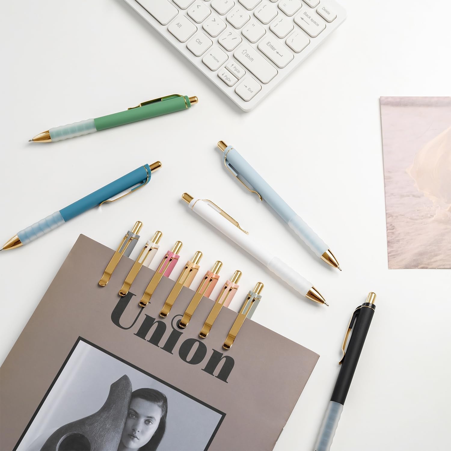 Ballpoint Pens Black Medium Point 1.0mm – Retractable with Super Soft Grip (Gold, 12 Pcs)