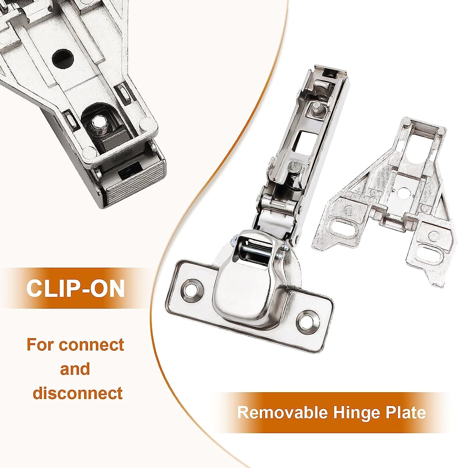 1 Pair(2 Pack) Kitchen Cabinet Hinges for Face Frame Cabinet, Concealed Cabinet Hinges Brushed Satin Nickel with Mounting Screws