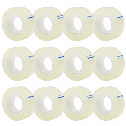 12 Rolls Transparent Tape Refills, Clear Tape, All-Purpose Transparent Glossy Tape for Office, Home, School