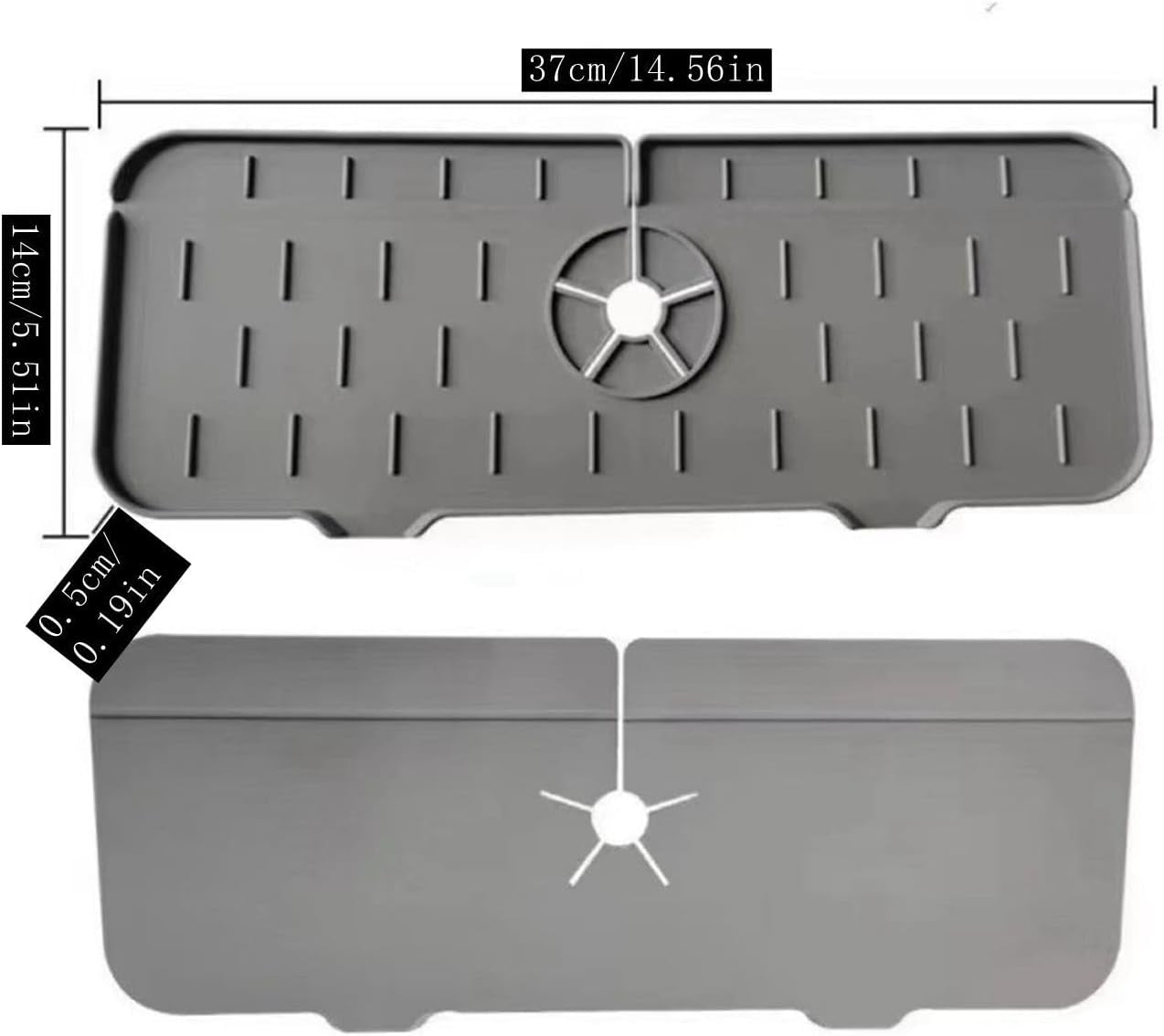 Kitchen Faucet Sink Splash Guard, Silicone Faucet Water Catcher Mat Sink Draining Pad behind Faucet, Rubber Drying Mat for Kitchen & Bathroom Countertop Protect (Black)