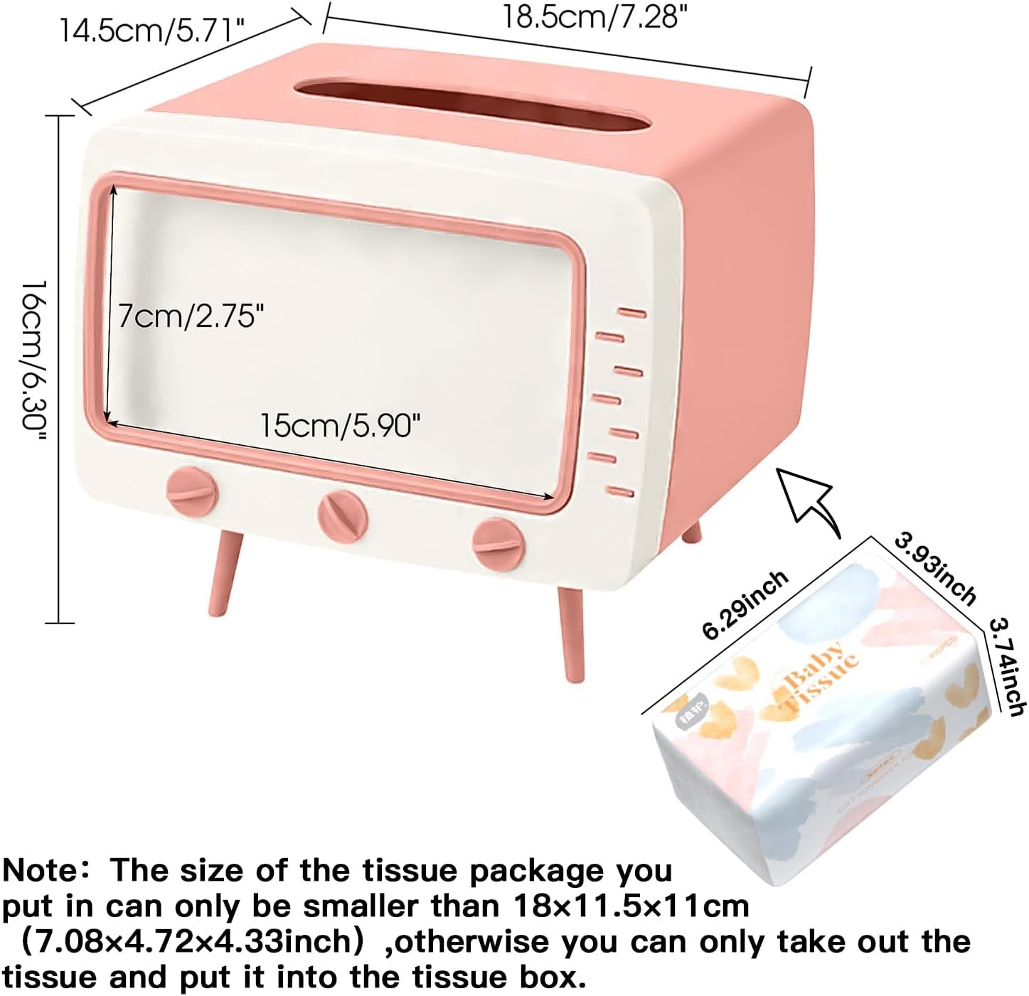 Glam Retro TV Tissue Box Holder with Phone Stand