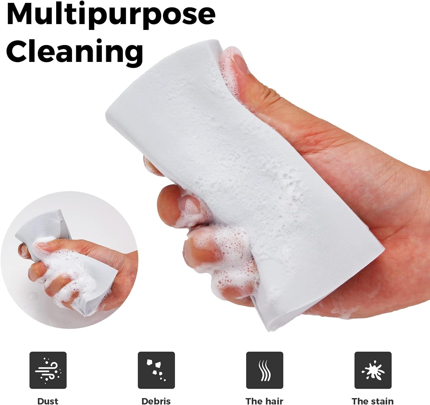 4-Pack Damp Clean Duster Sponge, Sponge Cleaning Brush, Duster for Cleaning Blinds, Glass, Baseboards, Vents, Railings, Mirrors,Window Track Grooves and Faucets(Gray)