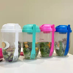 Ins Style Salad Cup with Fork and Cover Is Portable