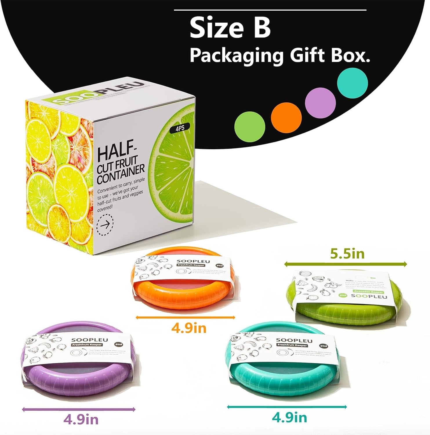 Onion Storage and Avocado Saver Set - Ideal for Red Onion, Guacamole, Tomato - Doubles as Garlic Keeper - 4-Piece Kit