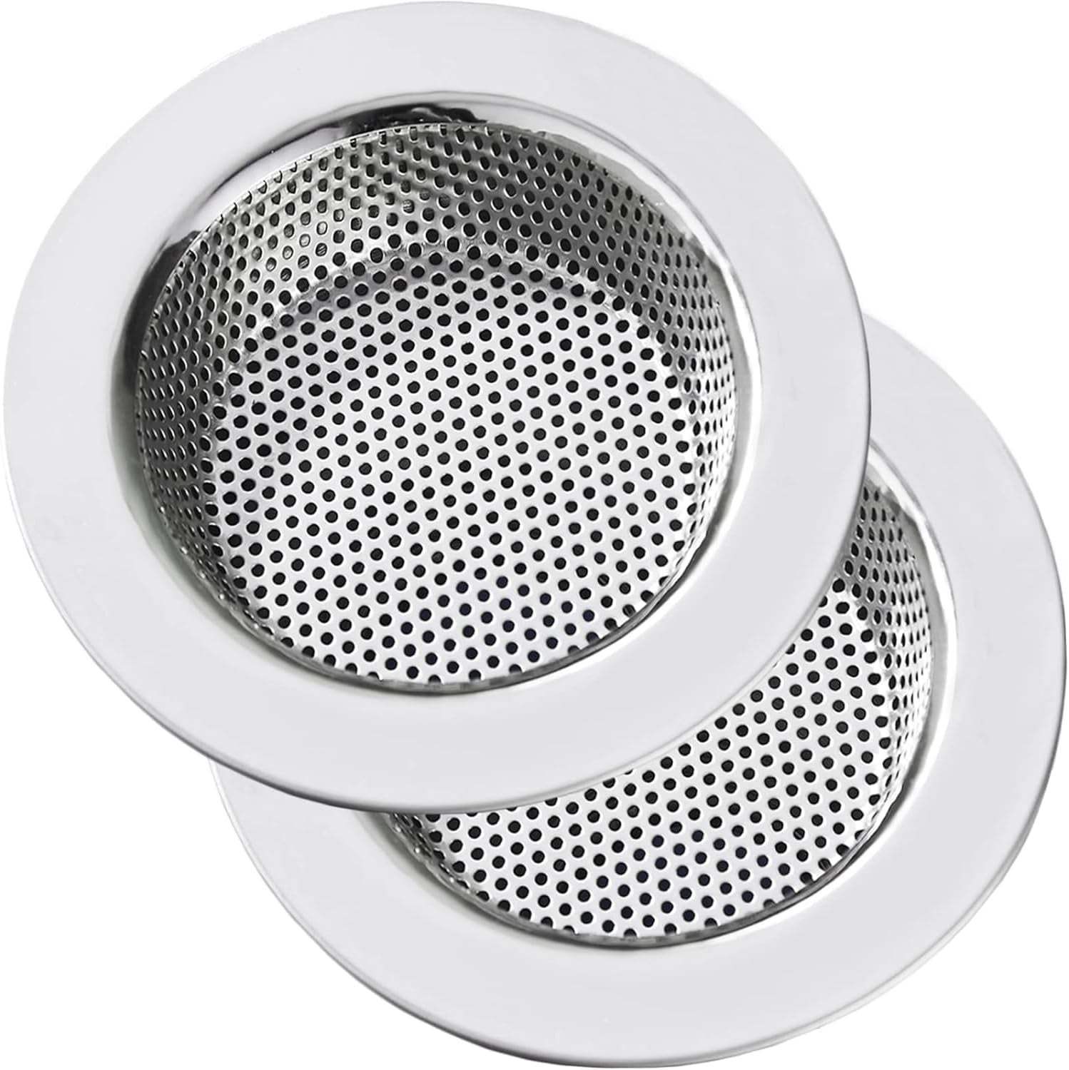 Kitchen Sink Strainer Stainless Steel, Kitchen Sink Drain Strainer, Sink Strainers for Kitchen Sinks with Large Wide Rim 4.5" Diameter (2 Pack)