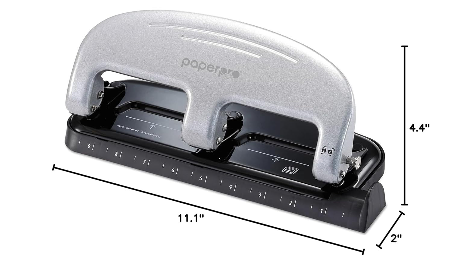 Office EZ Squeeze 3-Hole Punch, 20 Sheet Capacity, Reduced Effort, No Jam Technology , Silver