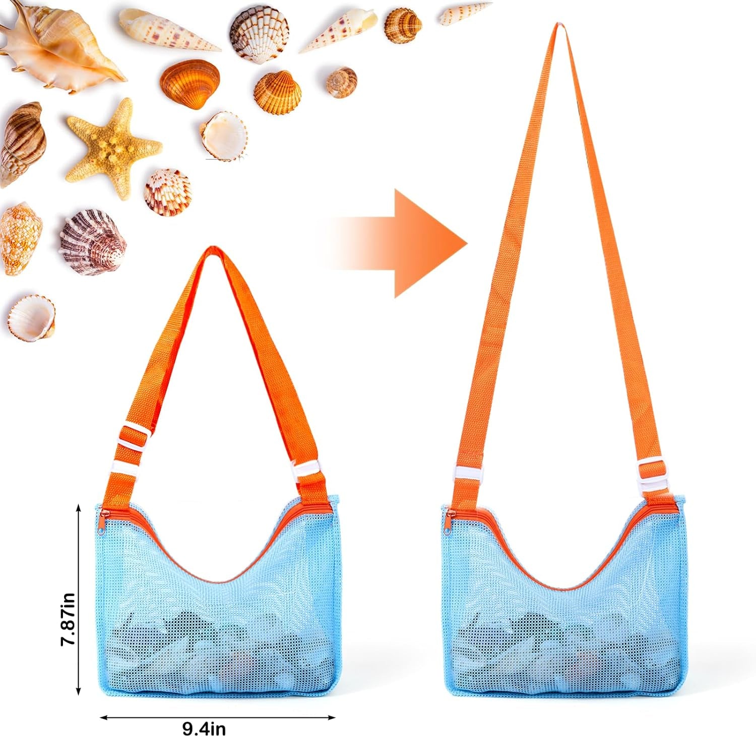 Glam Beach Mesh Shovel with Mesh Beach Bag for Shell Collecting