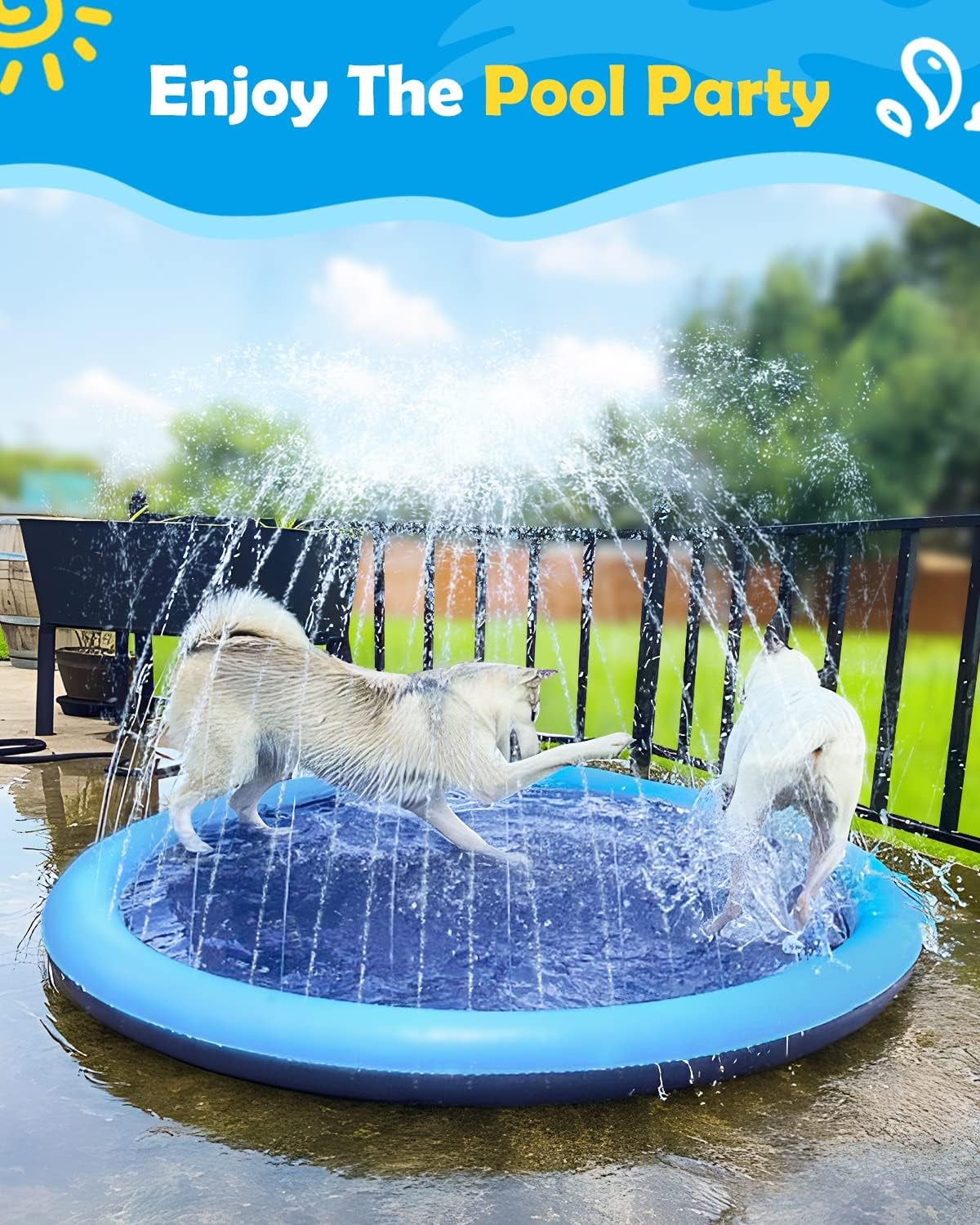 Glam Dog Splash Pad 51" Anti-Slip Dog Pool for Large Dogs